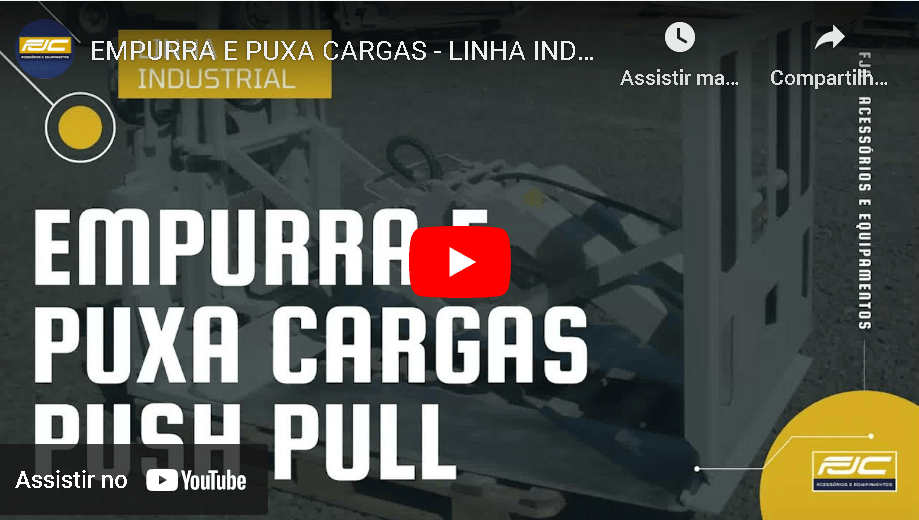 vídeo sobre O Push-Pull é utilizado para substituir os paletes convencionais por folhas (slipsheet) de papelão ou plástico. Com a utilização dos paletes em folhas, aumenta-se o volume de carga transportada e diminui o espaço de armazenagem, o que automaticamente gera uma maior lucratividade.