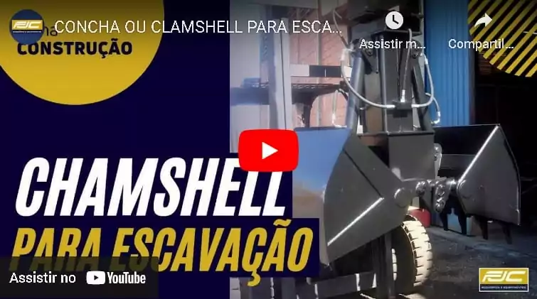O Clamshell ou concha hidráulica foi projetado para ser acoplado a escavadeiras de diversos modelos e capacidades.